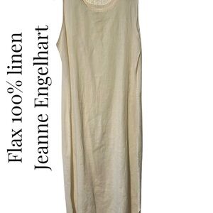 Vintage Flax Jeanne Engelhart Linen Ivory Sleeveless Maxi Dress Large Lagenlook